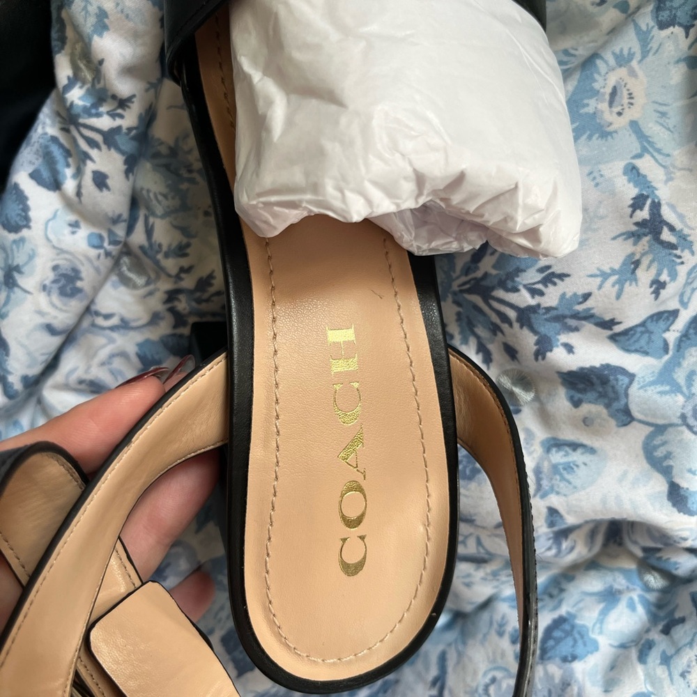 Coach Black Leather Shelby Sandal Heel - Picture 5 of 11